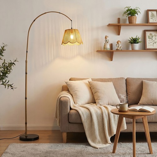 Natural rattan floor lamp - floor,