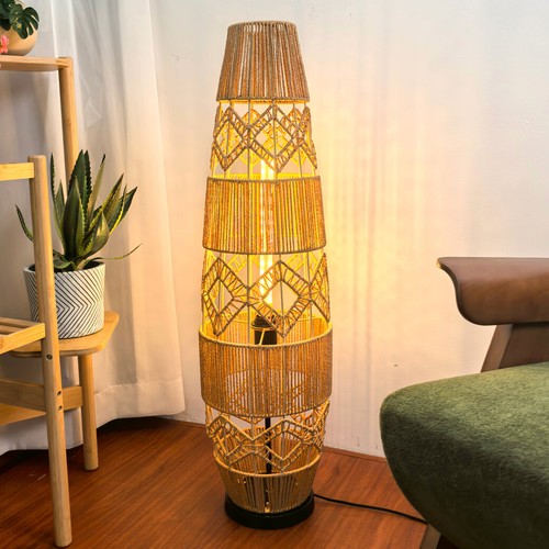Industrial rattan floor lamp - industrial,