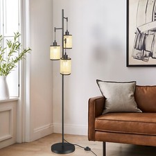 3-Light Floor Lamp with Rattan